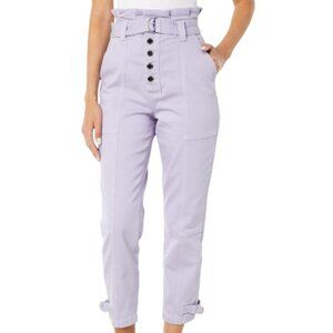Ted Baker High‎ Waist Paper Bag Tapered Leg Cargo Pants Lavender Size 32